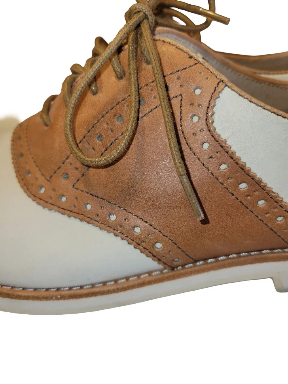 Polo Ralph Lauren Two-Tone Leather Saddle Shoes Men's Size 10.5 Classic Oxford